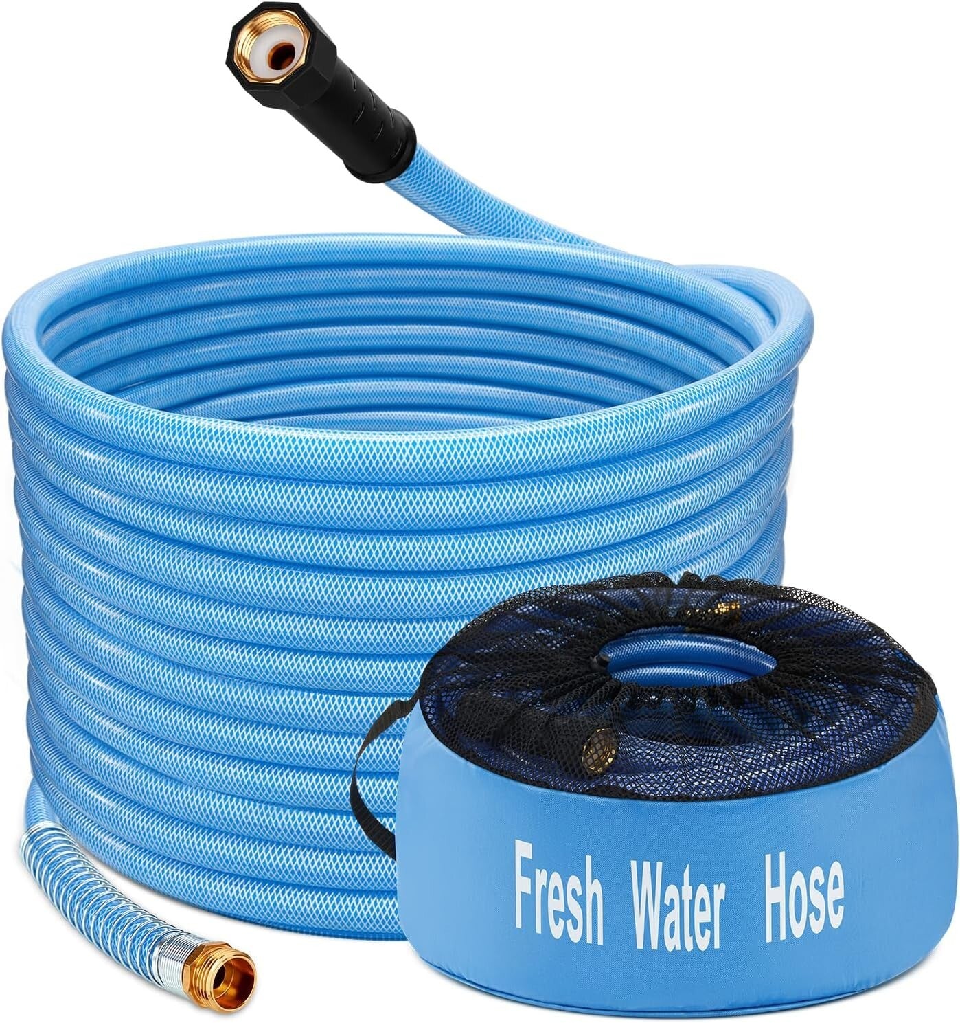 Flexible 50FT Drinking Water Hose for RVs - Lead-Free, UV Stabilized, Non-Kink
