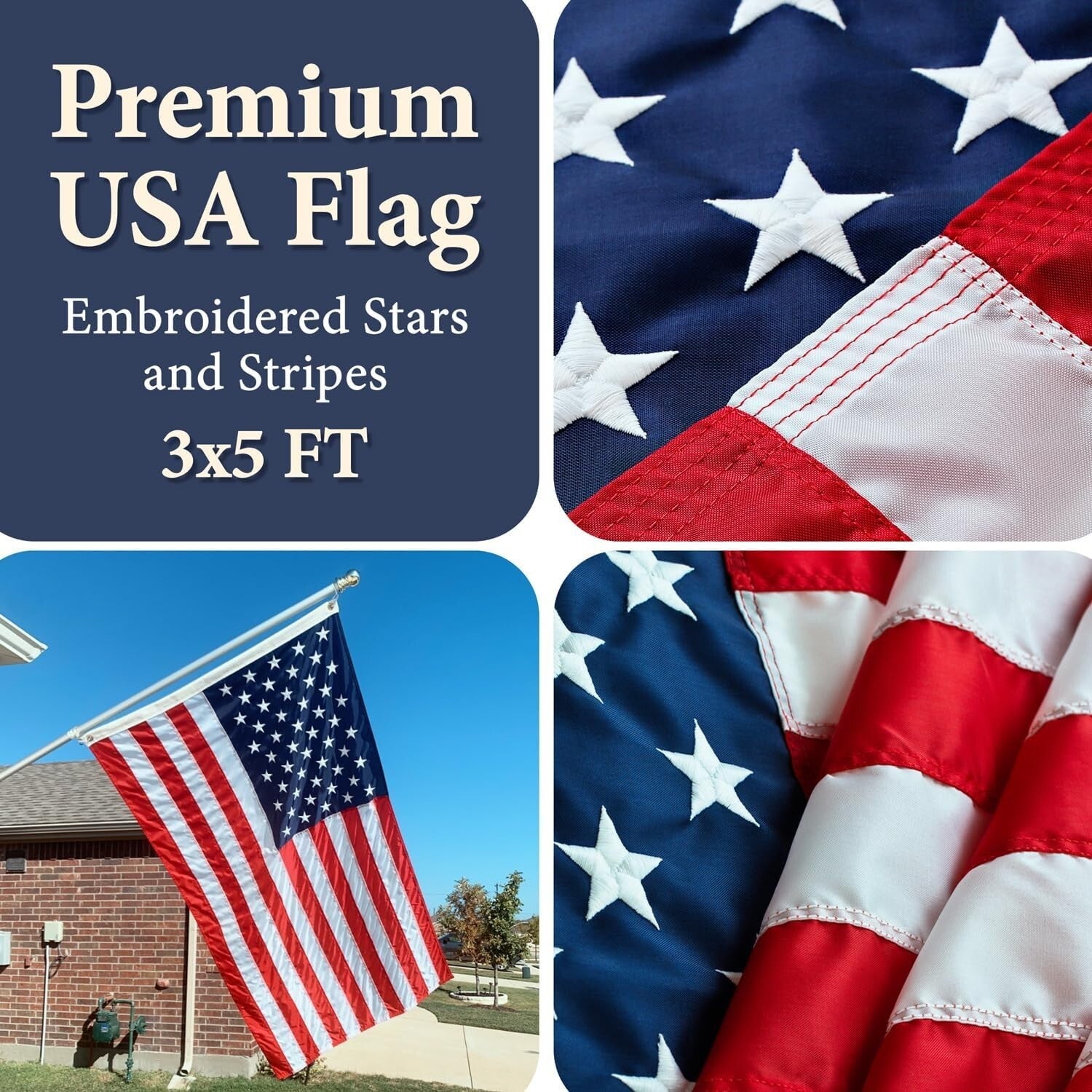 Durable 6FT Flagpole with Heavy-Duty 3x5 American Flag for Outdoor Display