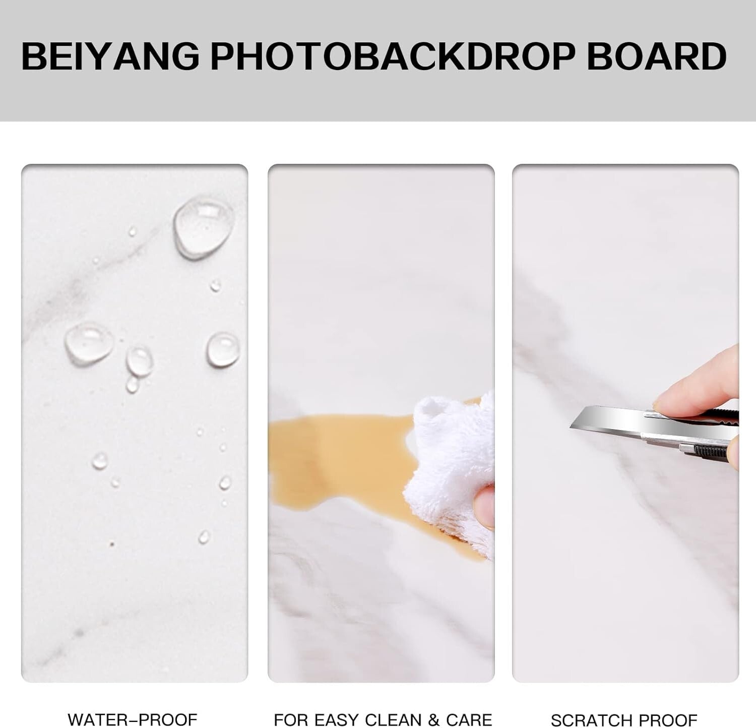 Versatile Marble and White Photography Backdrop Boards with Brackets - 2 PCS Set