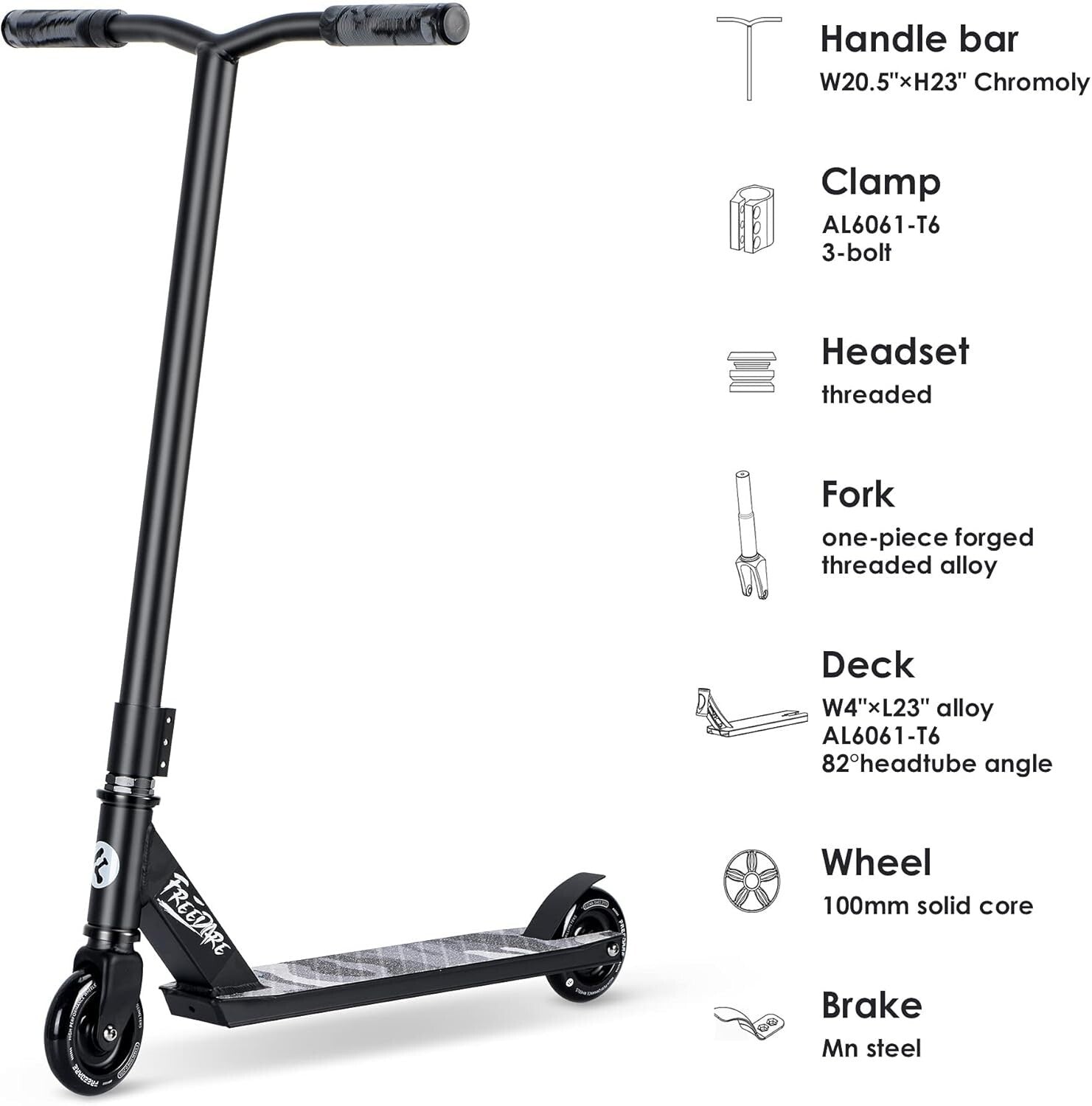 Durable Aluminum Trick Scooter for Beginners & Intermediate Riders - Black