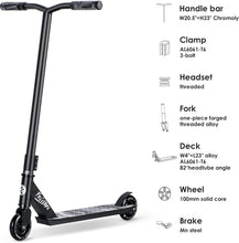 Load image into Gallery viewer, Durable Aluminum Trick Scooter for Beginners &amp; Intermediate Riders - Black