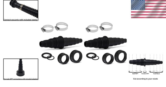 Fish Safe Universal Pond Fittings - Barbed Design for Secure Connections