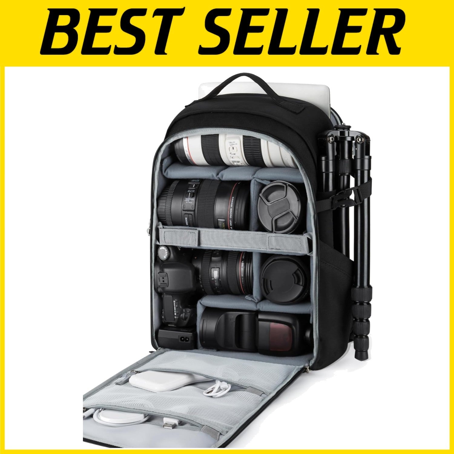 Customizable Photographer's Backpack with Padded Straps & Weather Protection