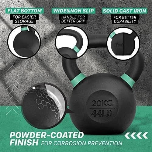 44-Pound Cast Iron Kettlebell Set - Powder Coated for Ultimate Strength Training