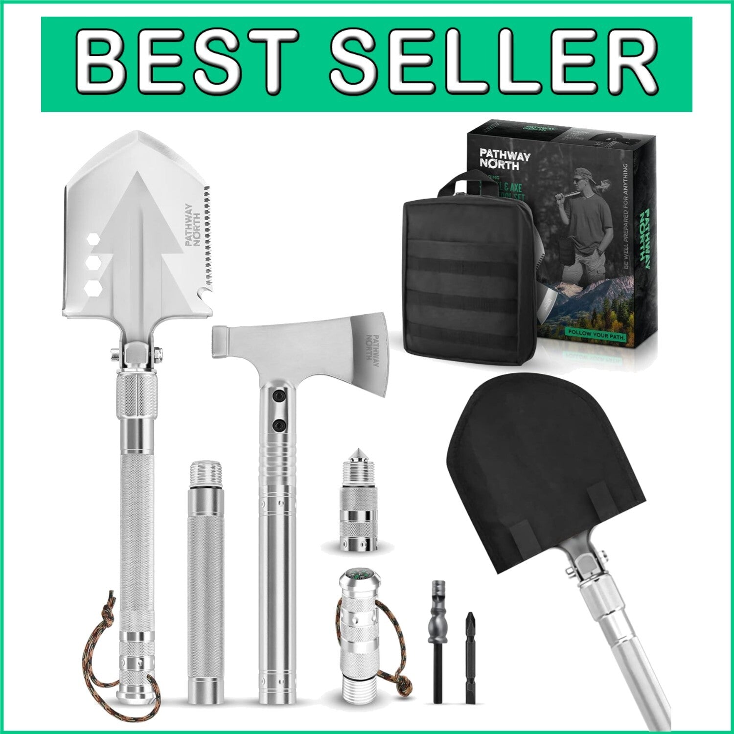 Ergonomic Stainless Steel Camping Axe and Foldable Shovel - Ultimate Outdoor Kit