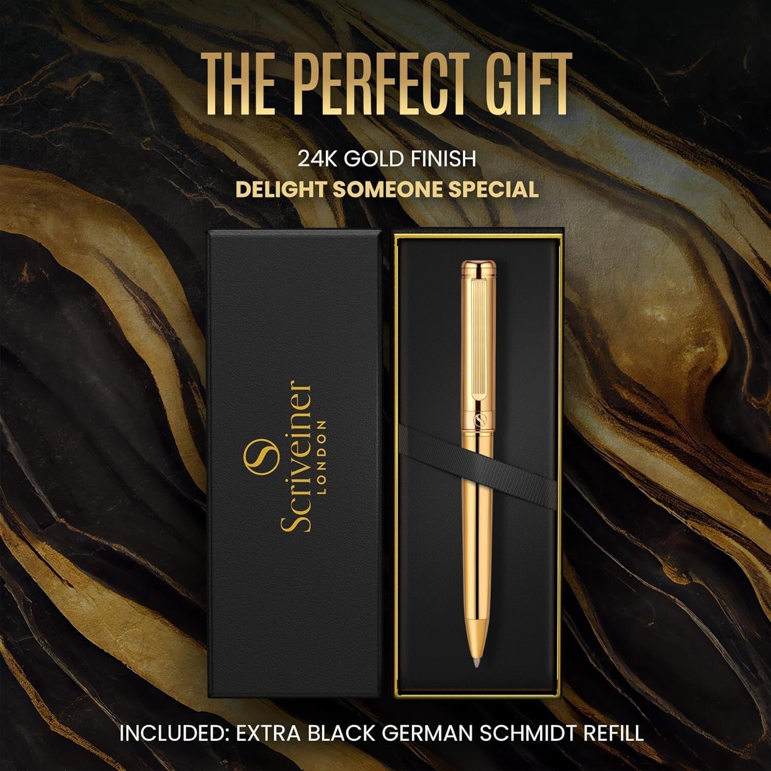 Elegant 24K Gold Ballpoint Pen with Schmidt Refill - Luxury Gift for Him/Her