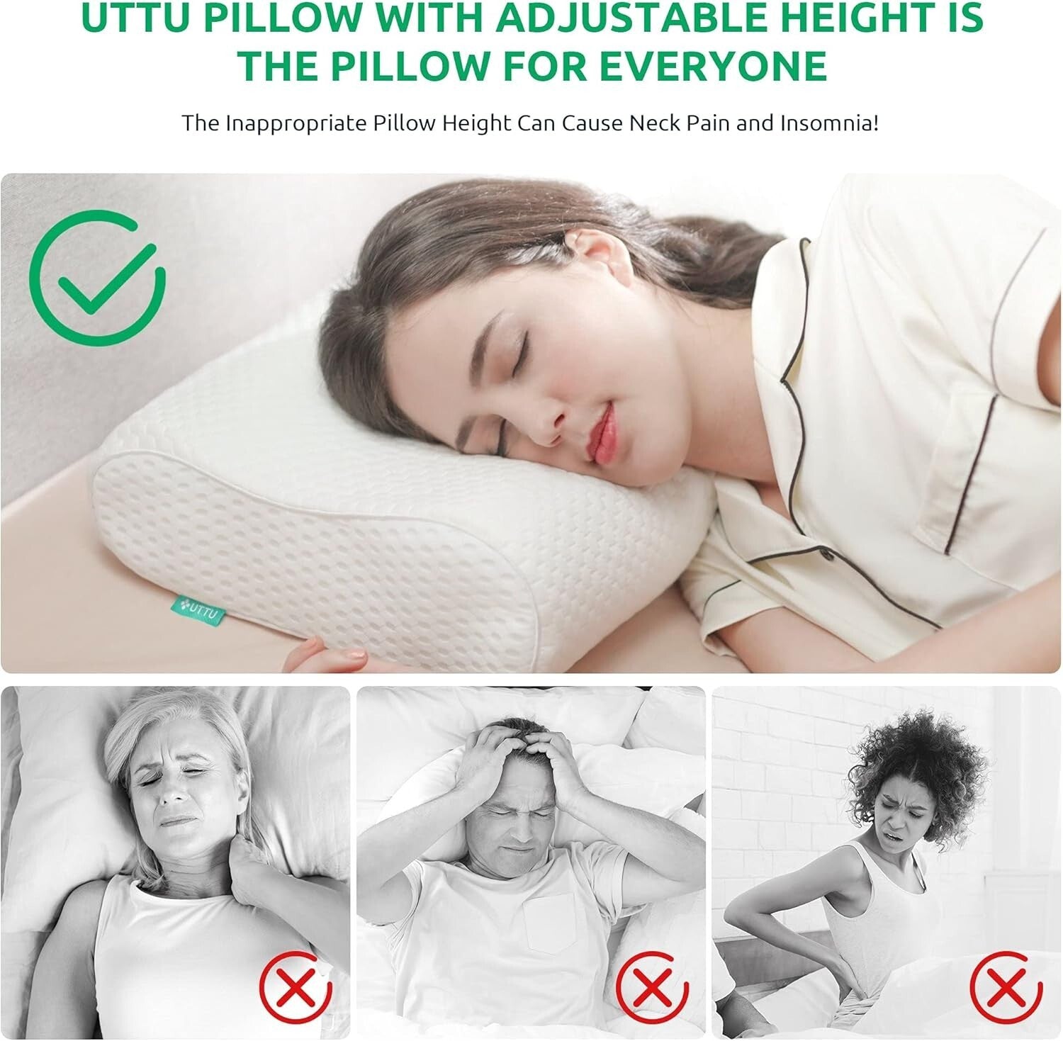 Dynamic Foam Cervical Pillow - Neck Strain Relief with Adjustable Loft Features