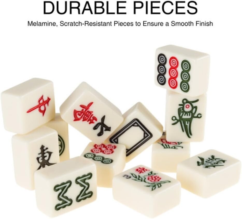 Family-Friendly Mahjong Game Set with 146 Tiles & Beautiful Storage Case