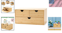 Load image into Gallery viewer, Sustainable Bamboo Mini Desktop Drawer Organizer - Fully Assembled, 3 Drawers