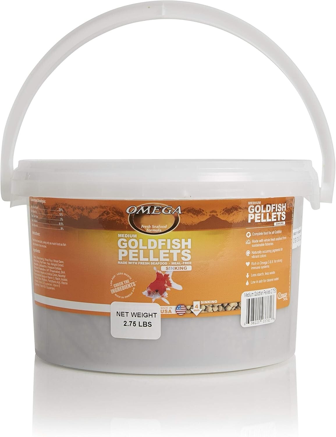 Sustainable Sinking Goldfish Pellets - 2.75 lb Bucket, All Life Stages Nutrition