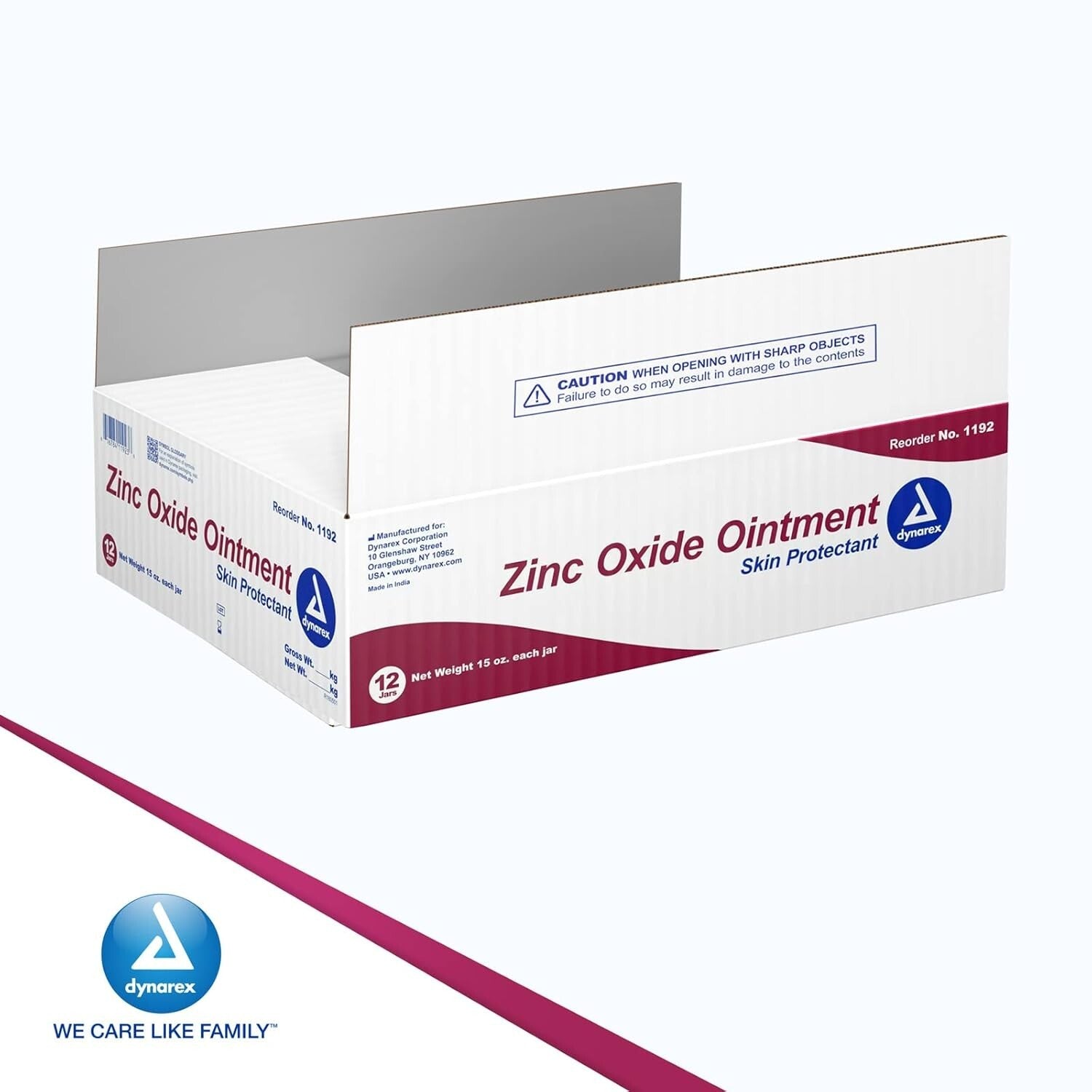 Zinc Oxide Ointment 15 oz Jar, Prevents Diaper Rash, Pack of 12 for Families