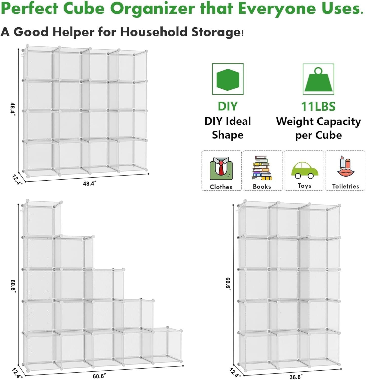 Durable 16-Cube Plastic Organizer with Elegant Finish - DIY Storage Solutions