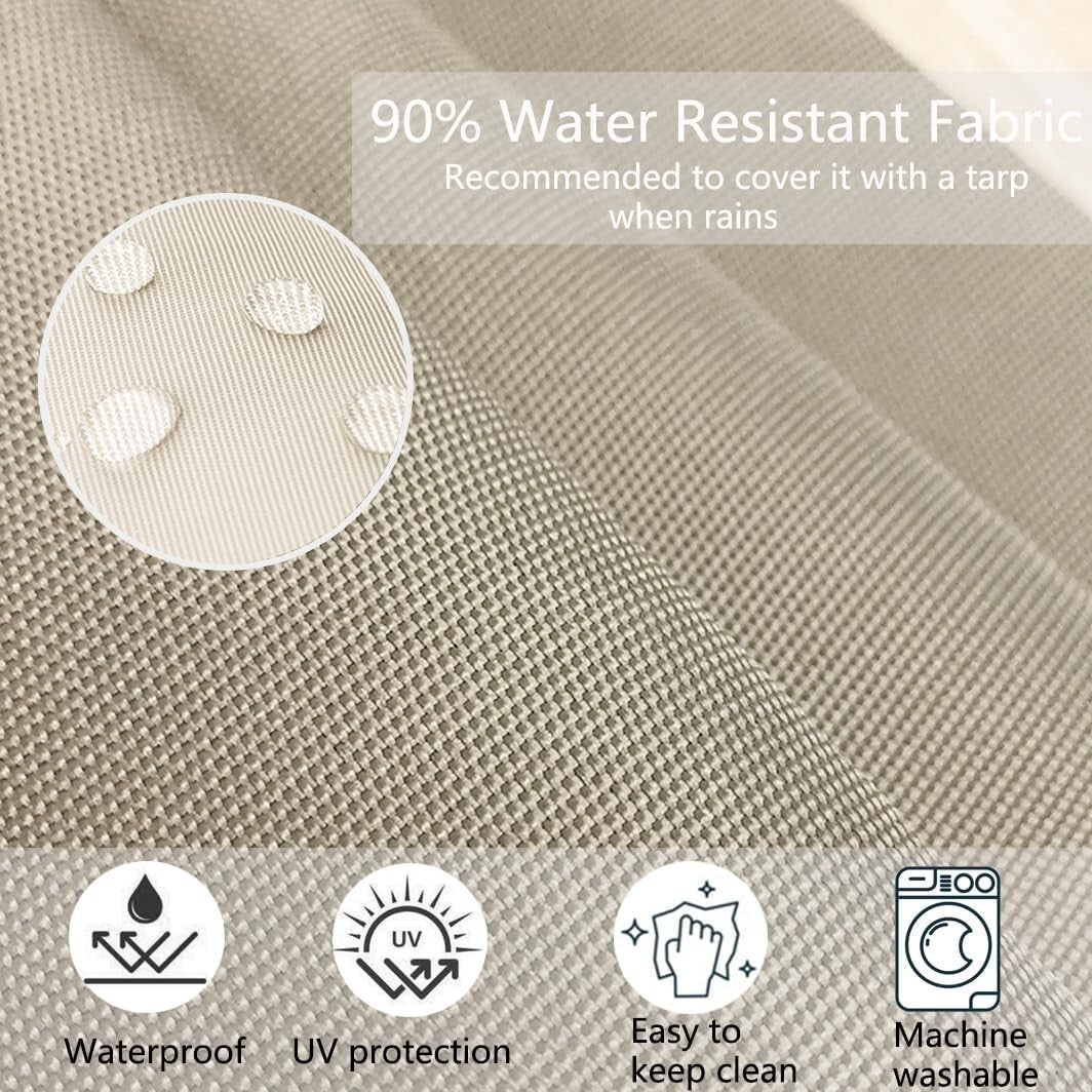 4 Pack 24x24 Tan Outdoor Cushion Covers - Machine Washable, Fits Patio Furniture