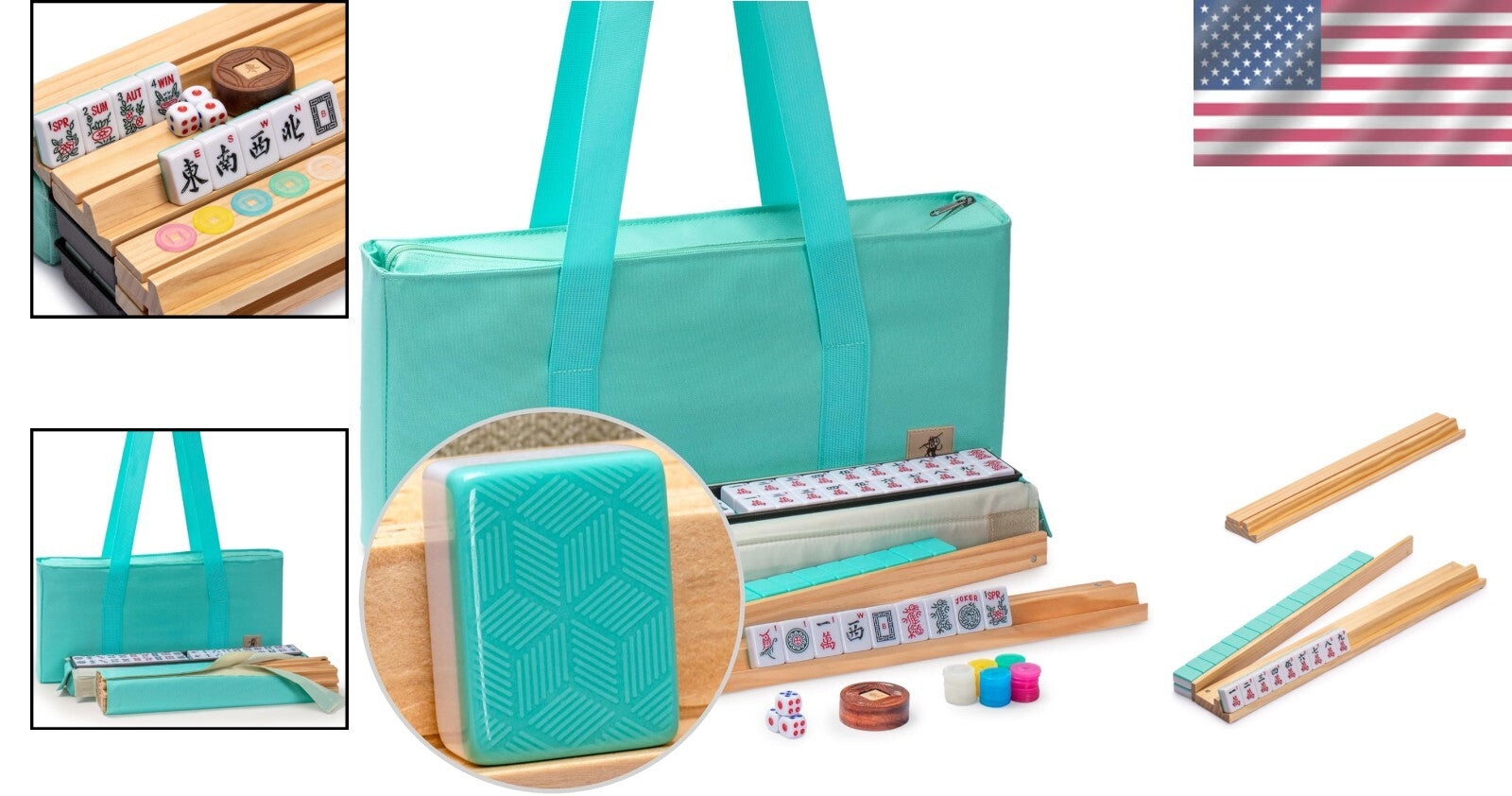 All-in-One American Mahjong Set with Nylon Carry Case, Tiles, & Pushers Included