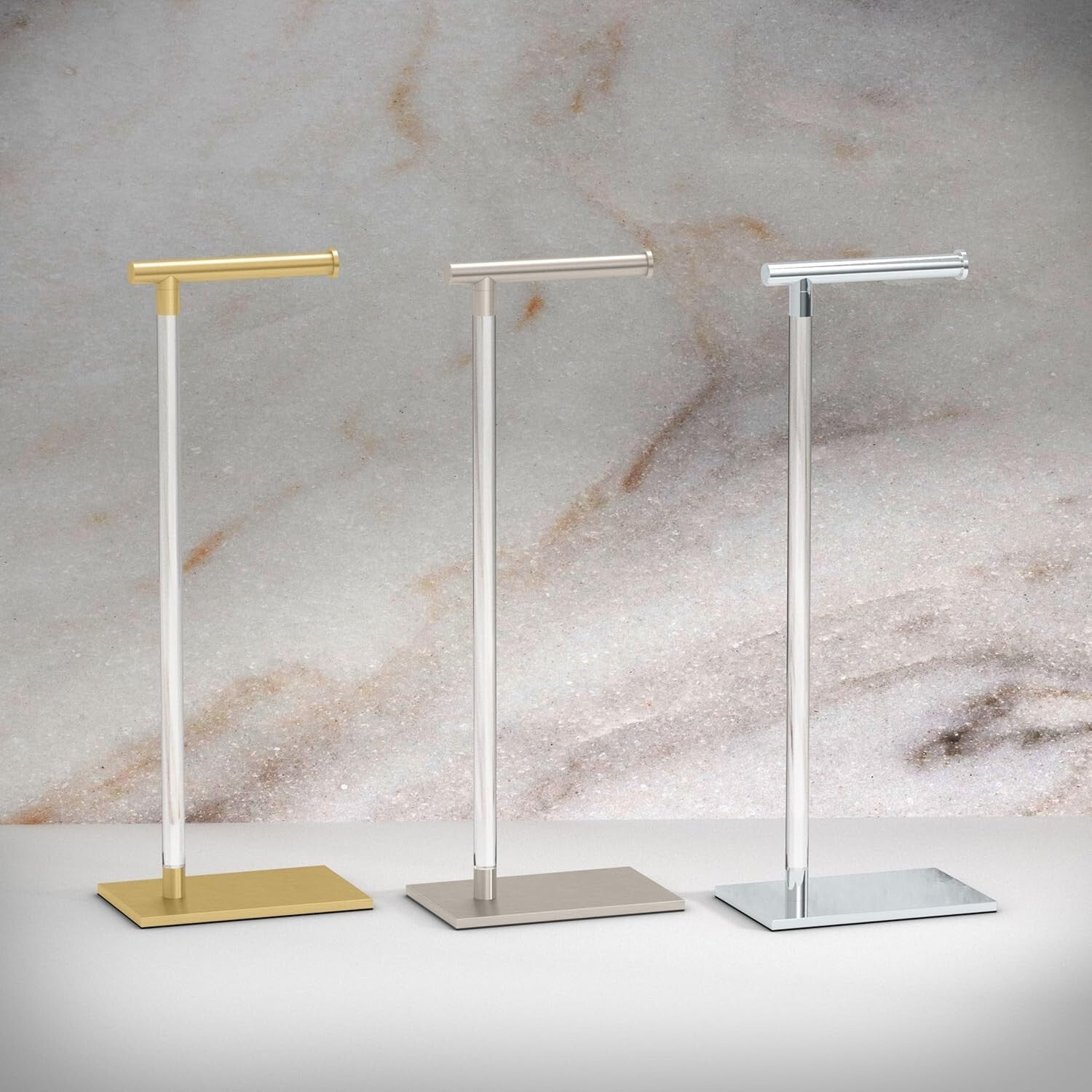 Luxury Freestanding Toilet Paper Holder - Easy Install 22.25" with Weighted Base