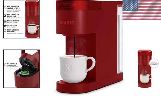 Fast Brewing Scarlet Red K-Slim Coffee Maker - Energy Efficient & Space-Saving