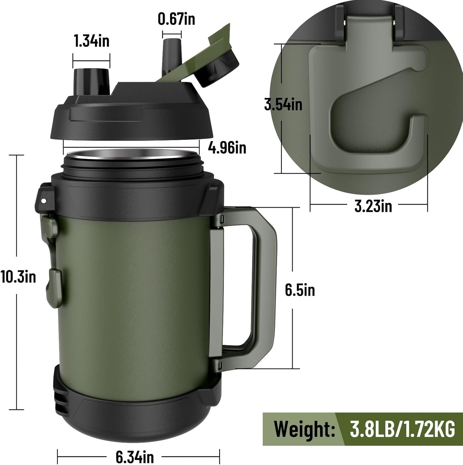 1 Gallon Stainless Steel Insulated Water Bottle for Gym, Hiking & Camping