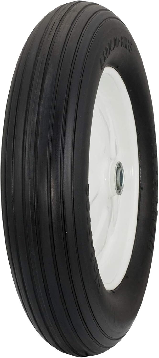 Durable Flat Free 4.80/4.00-8 Tire with Ribbed Tread for Heavy Loads