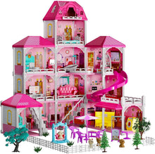 Load image into Gallery viewer, Creative 12-Room Dollhouse Playset with 2 Dolls &amp; Furniture - Ideal Kids Gift