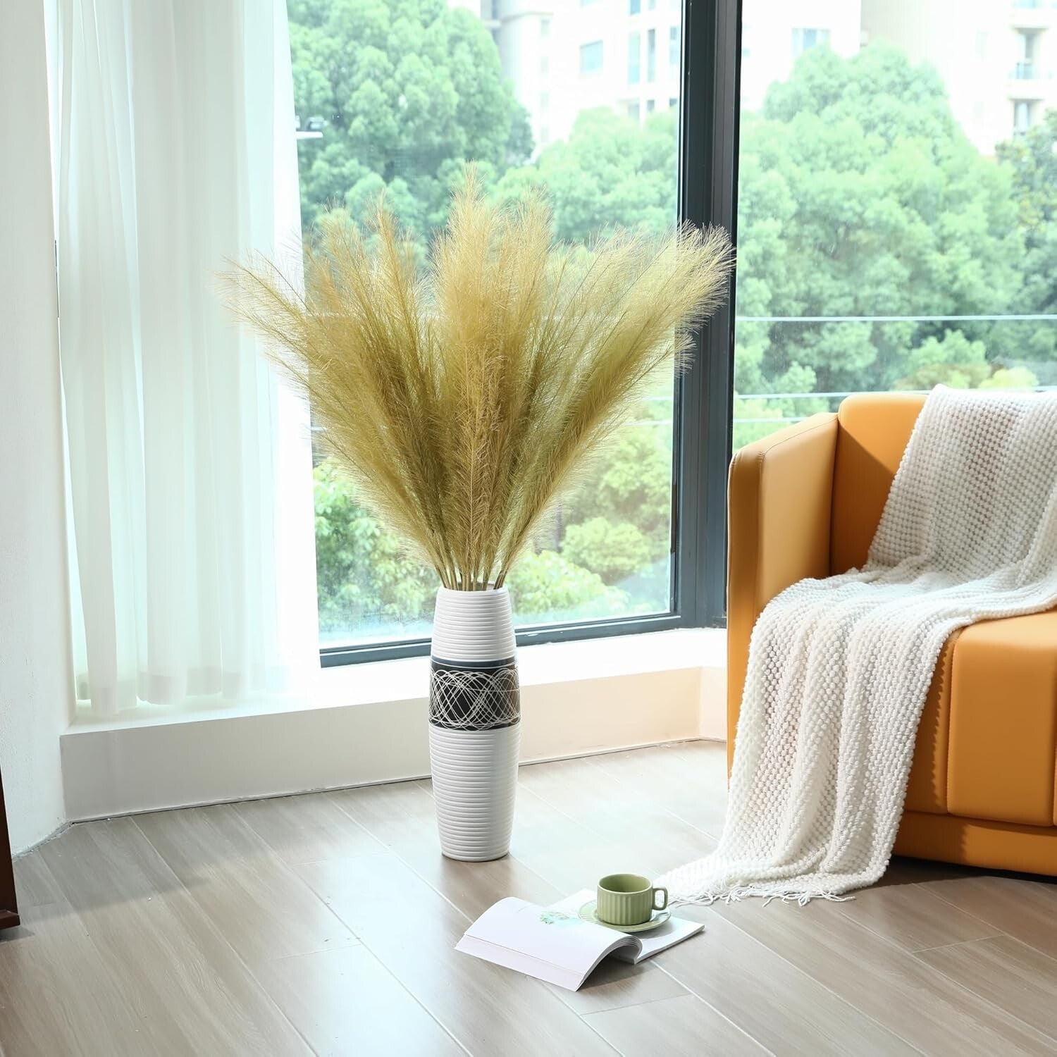 Versatile 45-Inch Gold Faux Pampas Grass - Hassle-Free Home and Event Decor