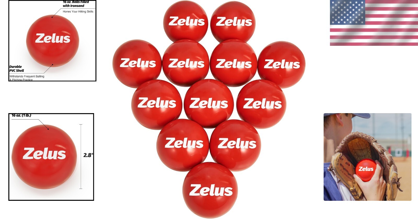 Bright Red 1 lb Weighted Balls - Perfect for Baseball & Softball Training