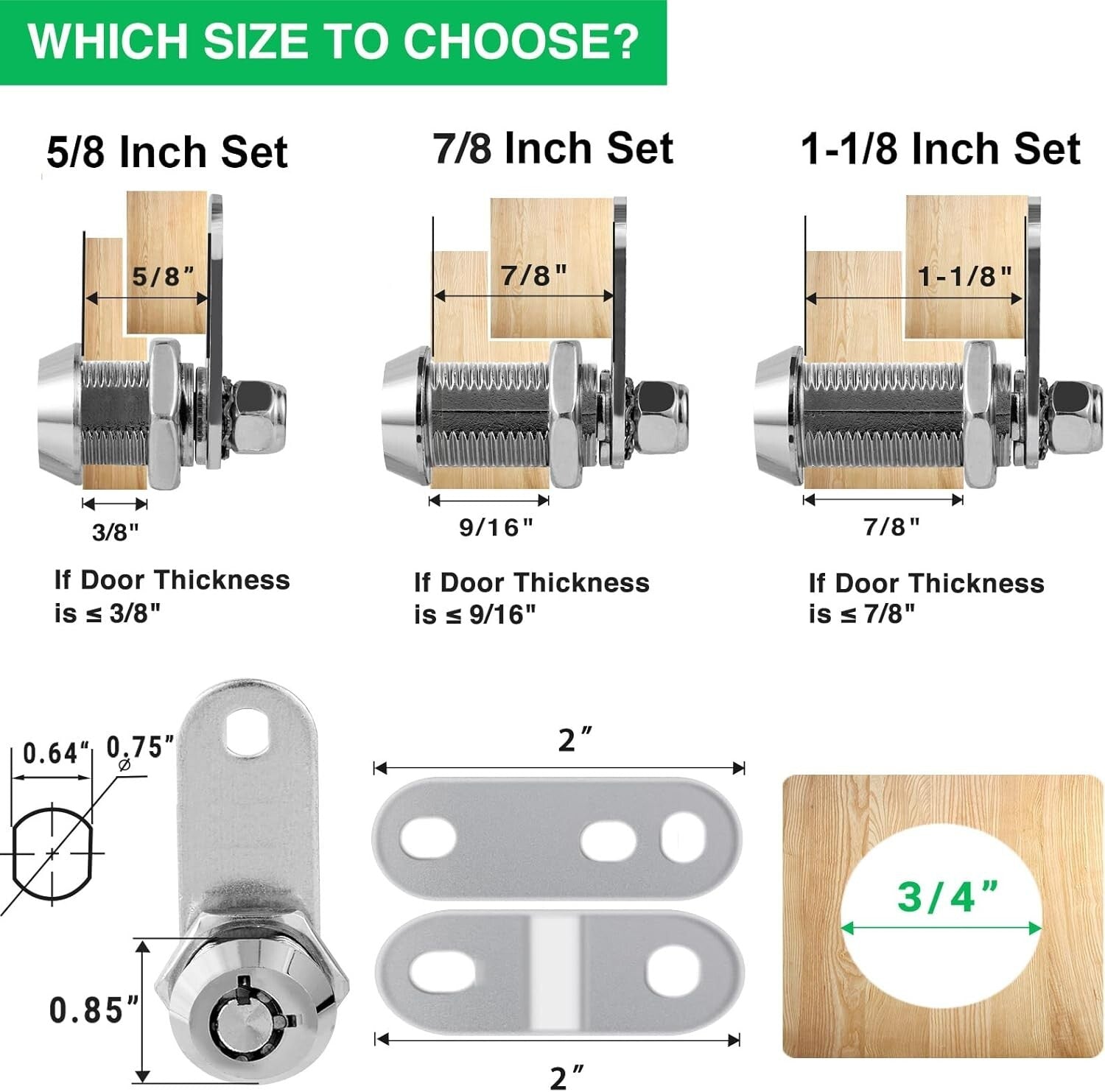 10 Pack Waterproof Keyed Alike Toolbox Locks - Zinc Alloy, 5/8" Flexible Fit