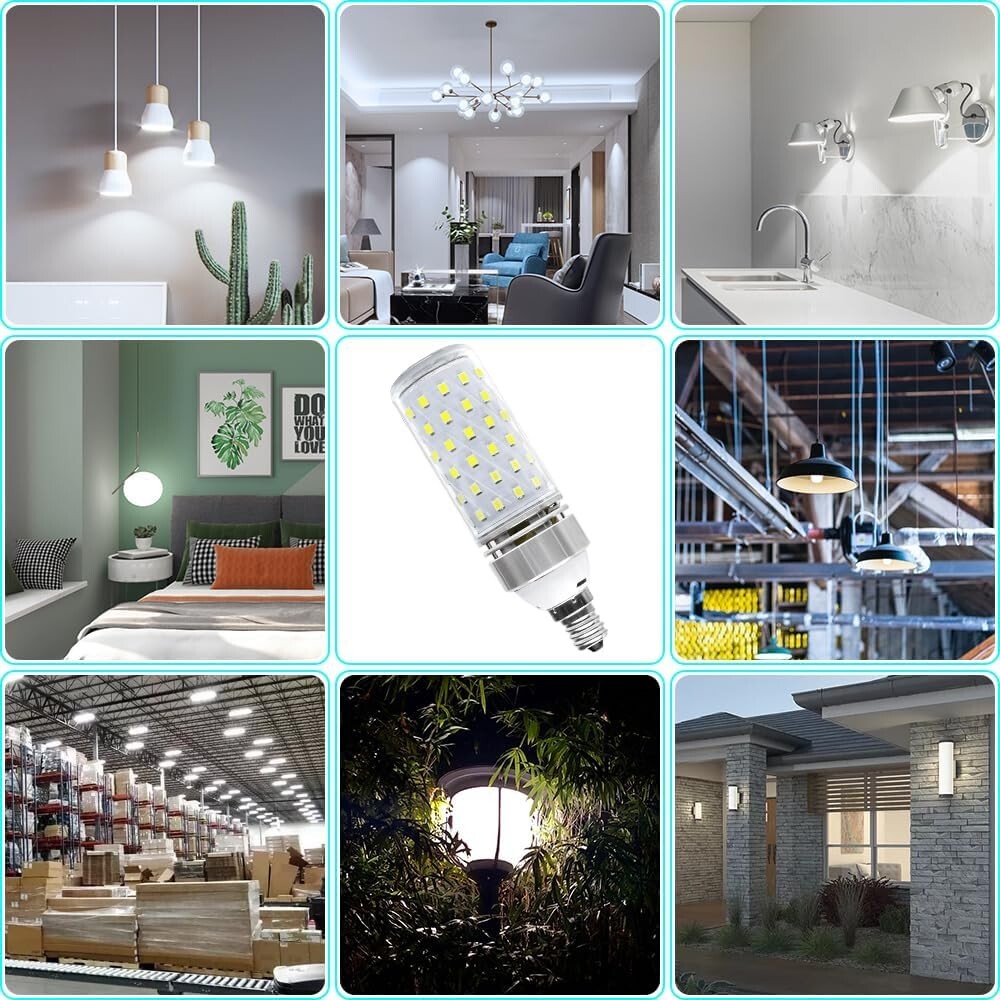 E12 LED Bulbs, 16W 1500LM Daylight White 6000K - Pack of 12 Energy-Saving Lamps