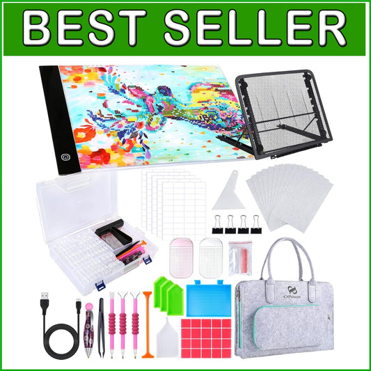 170 PCS Diamond Art Kit with Adjustable LED Light Pad & 80-Grid Storage Box