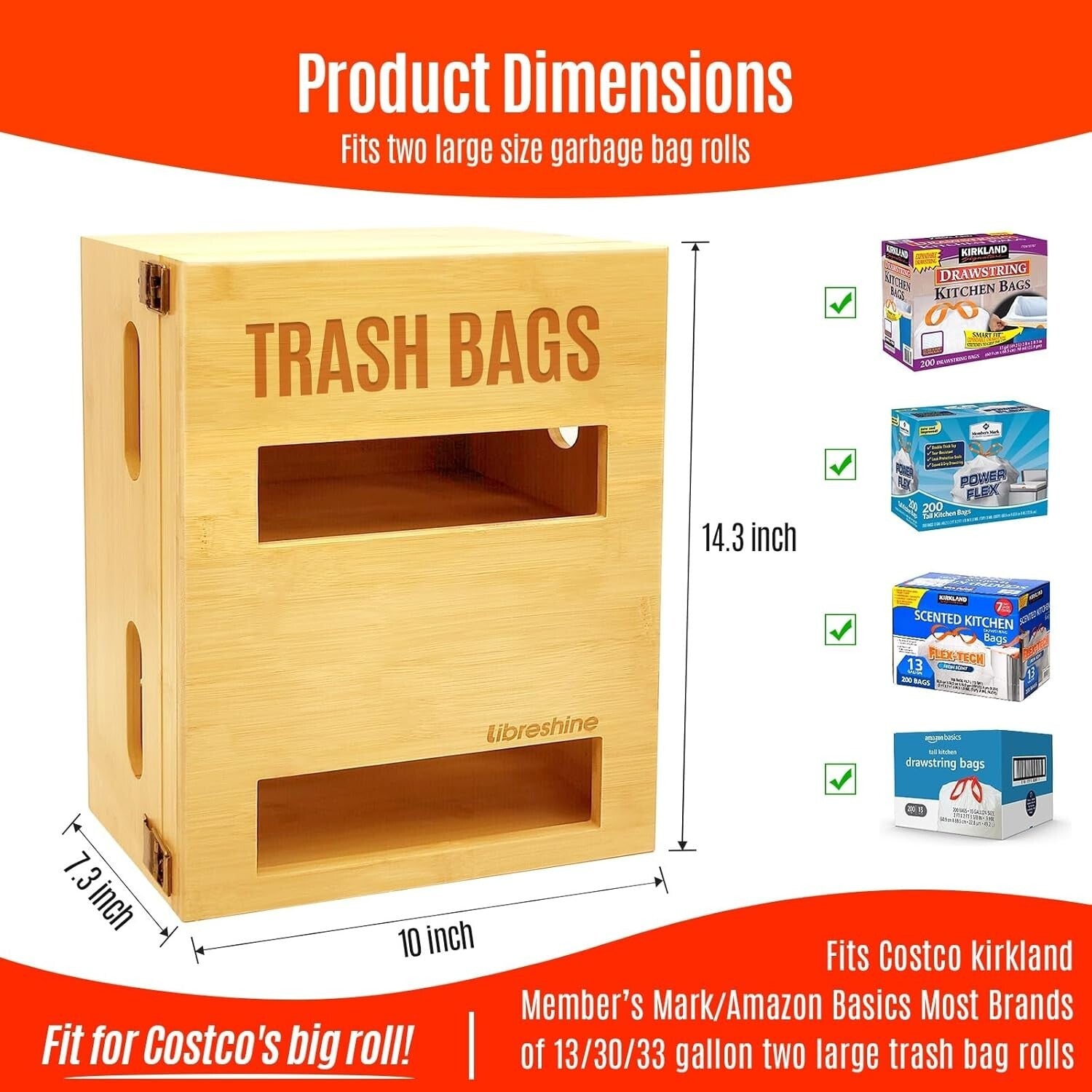 Space-Saving Bamboo Trash Bag Organizer for Kitchen and Garage - Bundle Included
