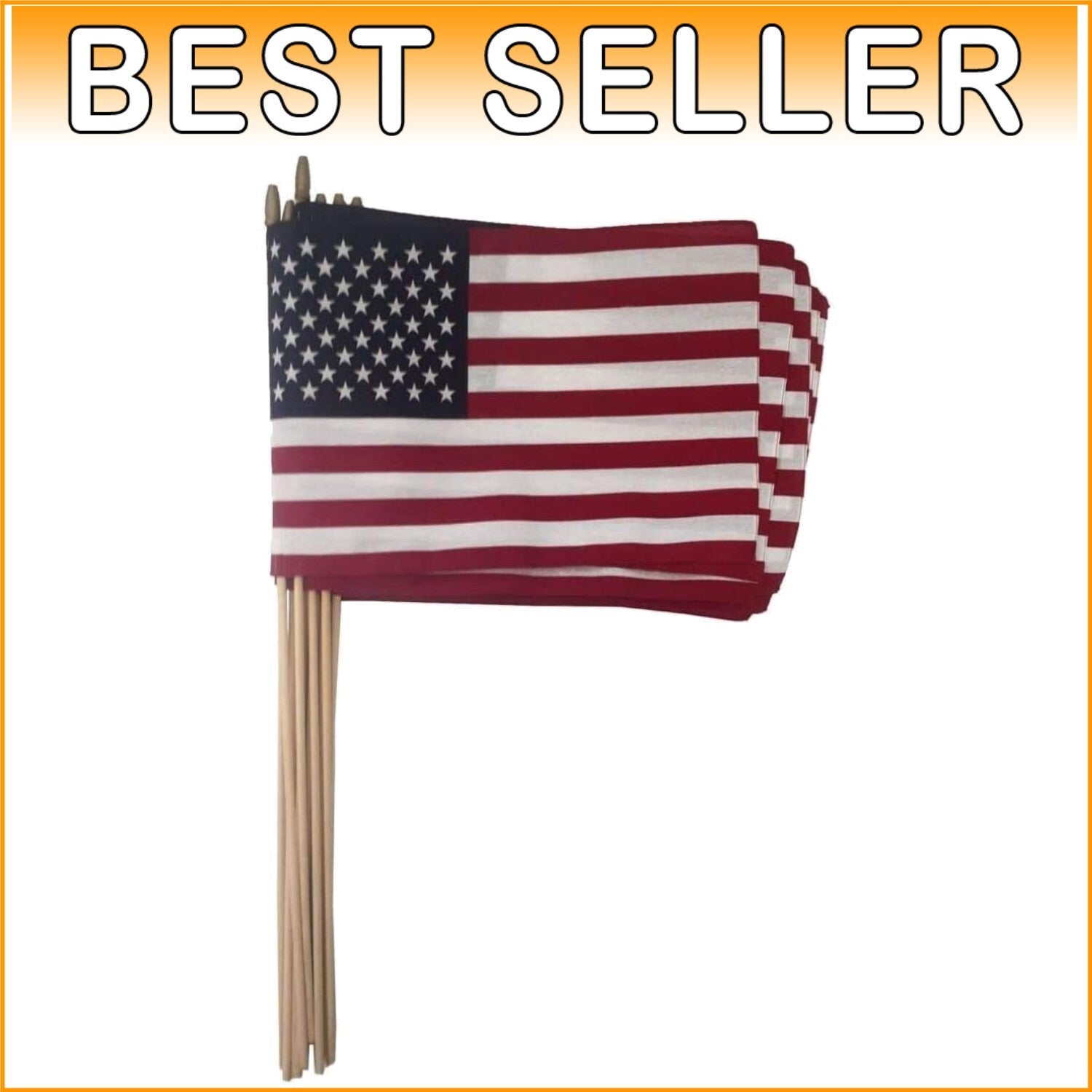 Set of 12 Cotton American Flags on 30