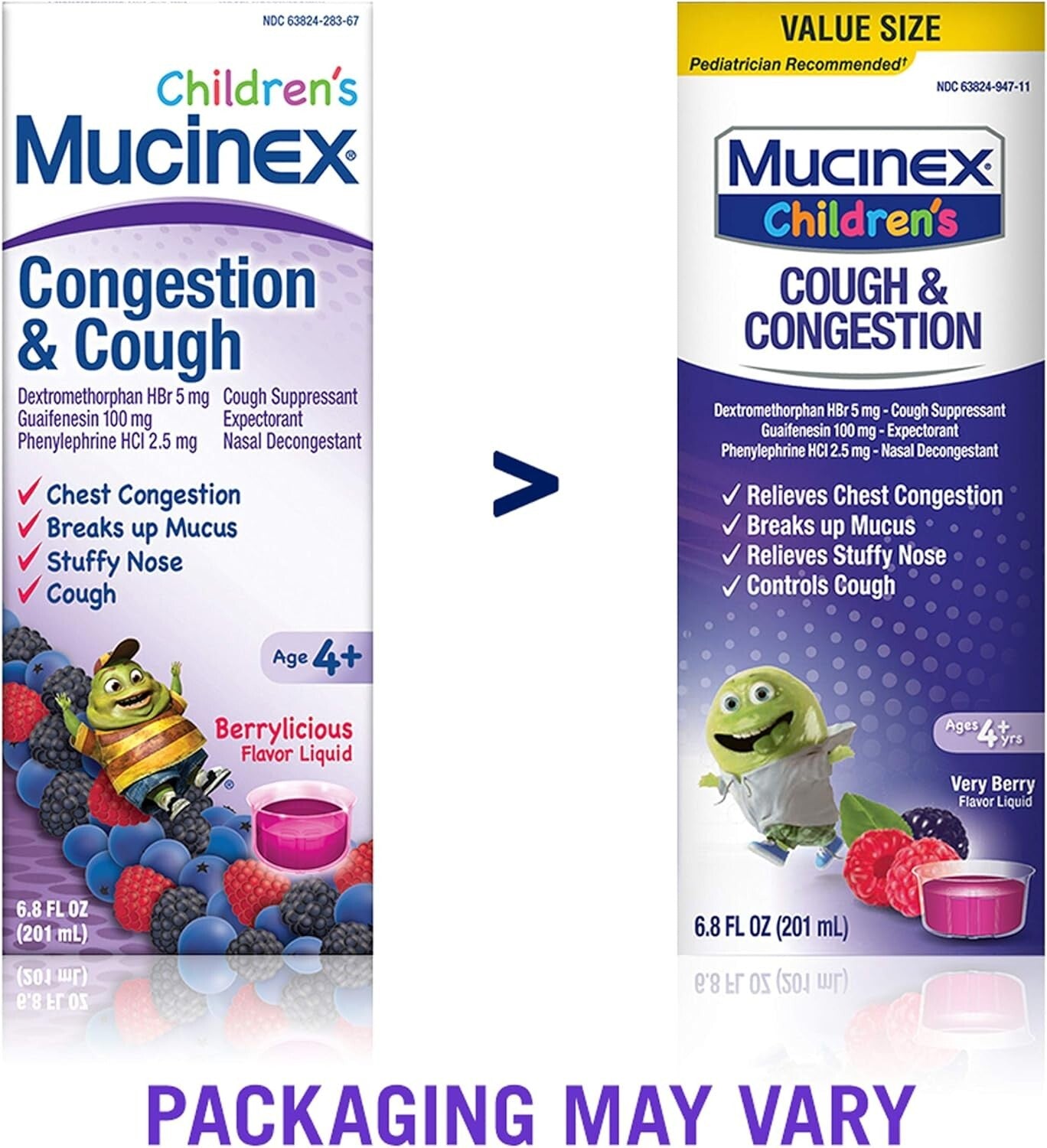 Children's Berry-Flavored Cough & Congestion Liquid - 6.8oz x 5 for Ages 4+