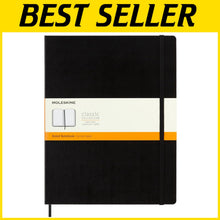 Load image into Gallery viewer, Versatile XXL Black Notebook with Rounded Corners &amp; Expandable Pocket - 8.5x11