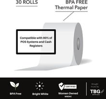 Load image into Gallery viewer, BPA-Free Thermal Receipt Paper Rolls for POS - 3 1/8” x 230’ – 30 Rolls