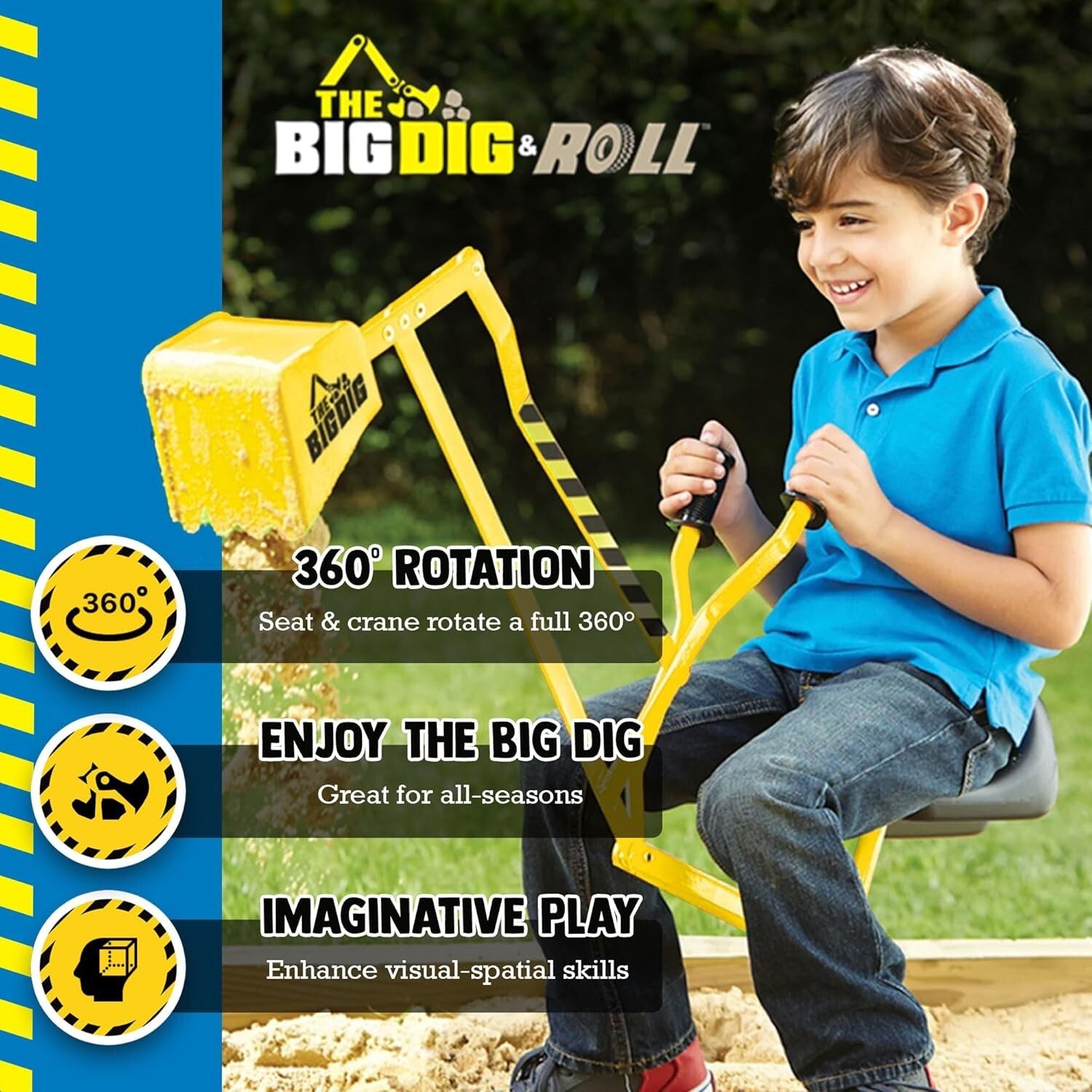 Durable Kids Excavator Sand Digger with Rubber Wheels - Perfect for Outdoor Play