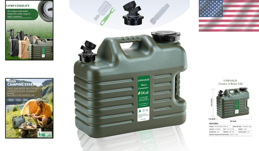 5-Gallon Leak-Proof Water Jug with Easy Pour Spigot, BPA-Free, Military Green