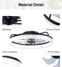 Load image into Gallery viewer, Quiet 20-Inch Ceiling Fan with Remote Control &amp; LED Light for Modern Spaces