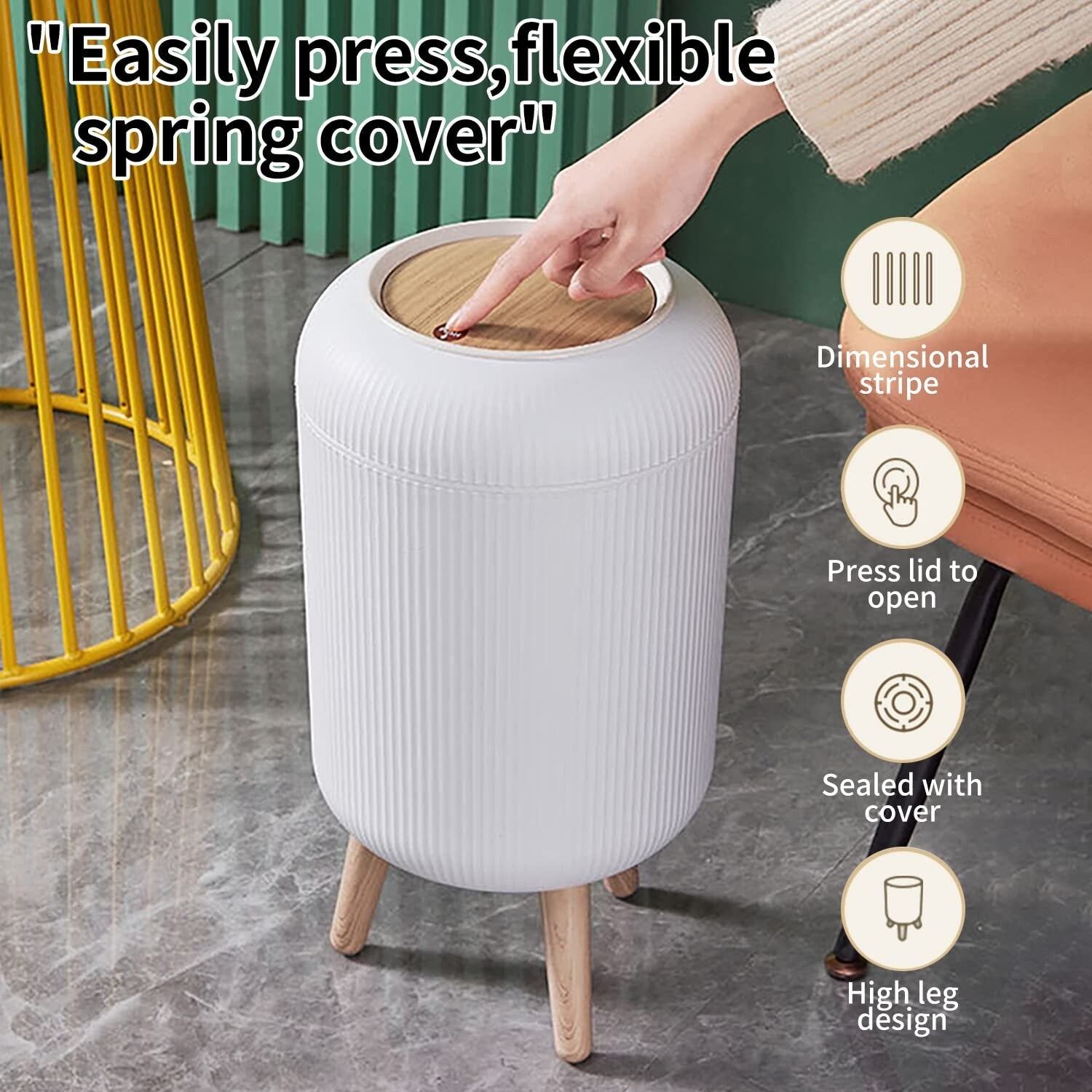 Stylish 10L Round Trash Can with Odor-Proof Lid - Easy Maintenance Solution