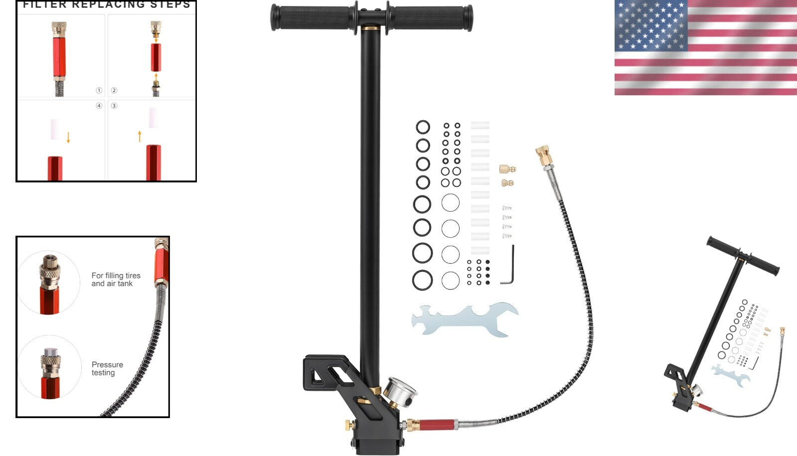 Durable Stainless Steel PCP Air Pump - 4500 psi with Easy Grip Handle