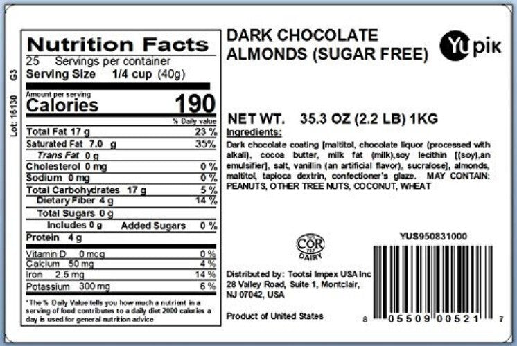 Delicious Sugar-Free Dark Chocolate Almonds - 2.2 lbs of Nutty Indulgence