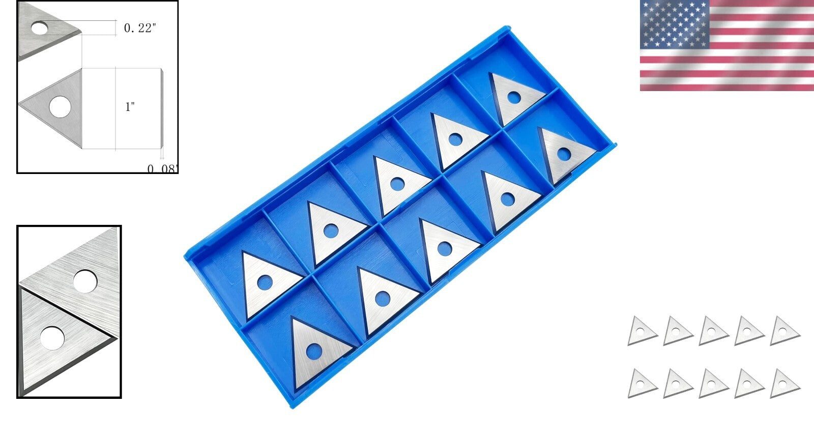 Durable 1" Carbide Triple-Edge Triangle Scraper Blades - Precision Replacement