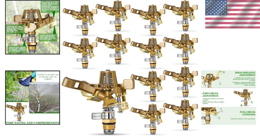 Corrosion-Resistant 12-Piece Brass Sprinkler Head Set - Gold Adjustable Design