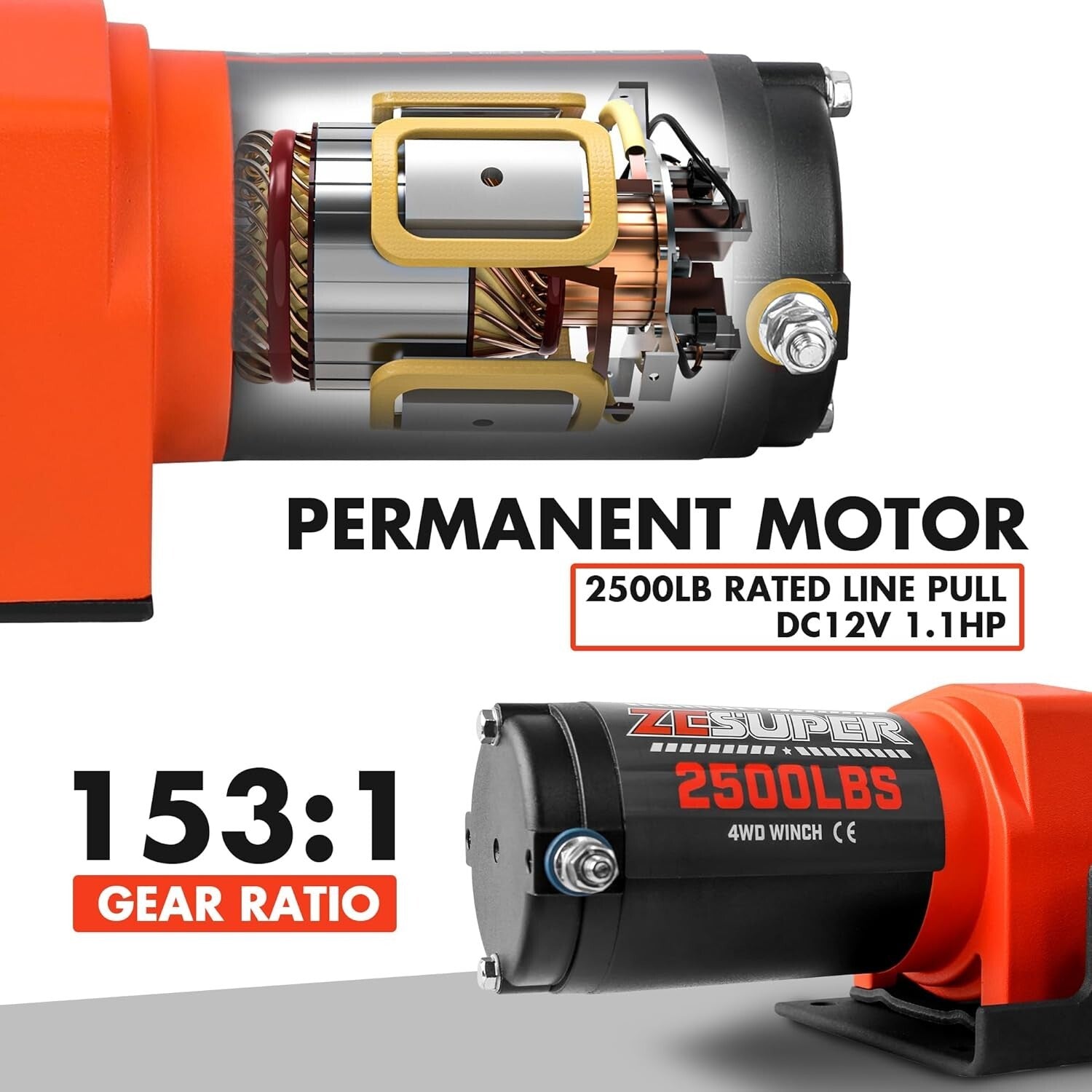 Compact 2500 lb Electric Winch with Steel Cable - Perfect for Boats & Trailers