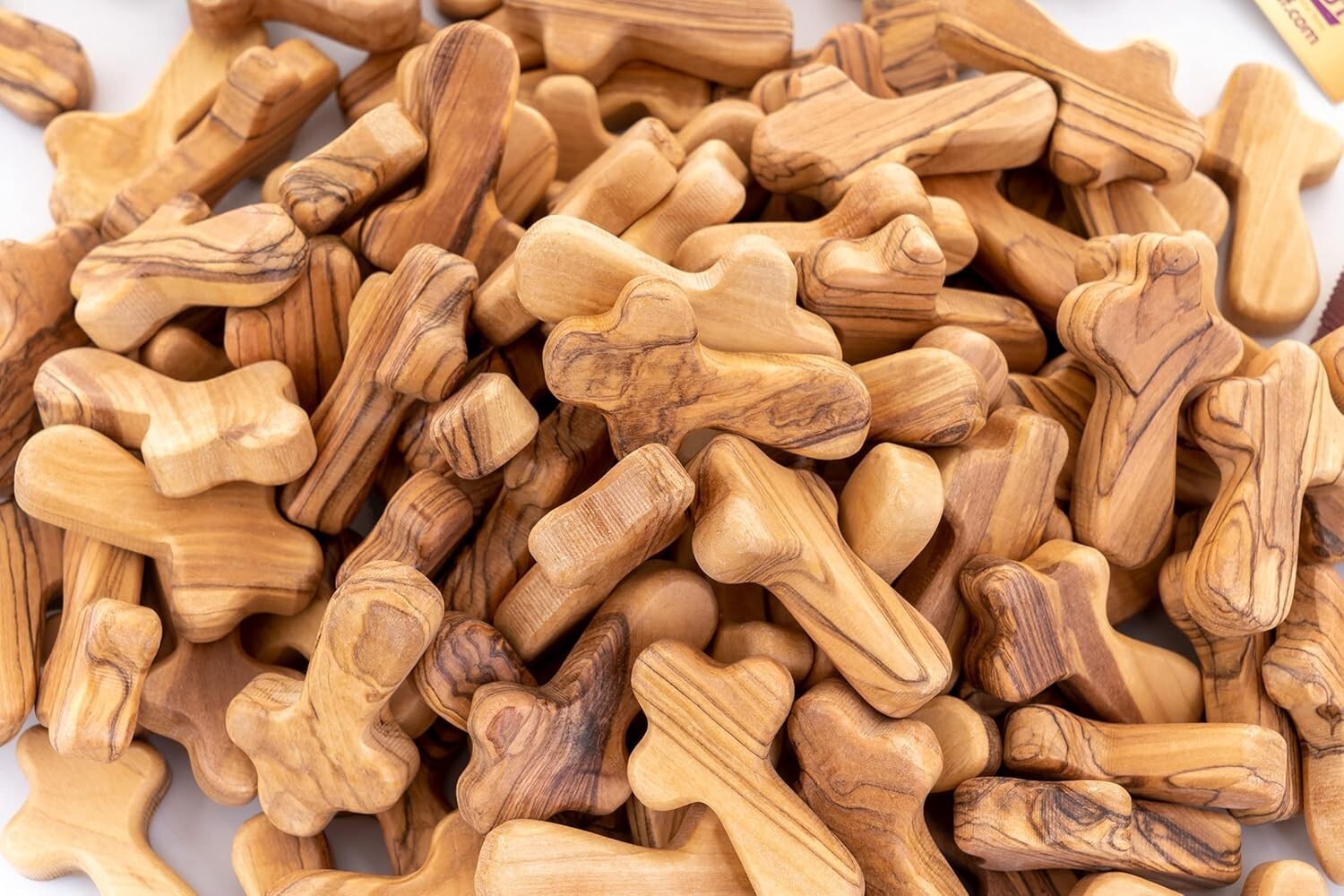Olive Wood Pocket Crosses from Bethlehem - 100 Unique Keepsakes for Any Occasion