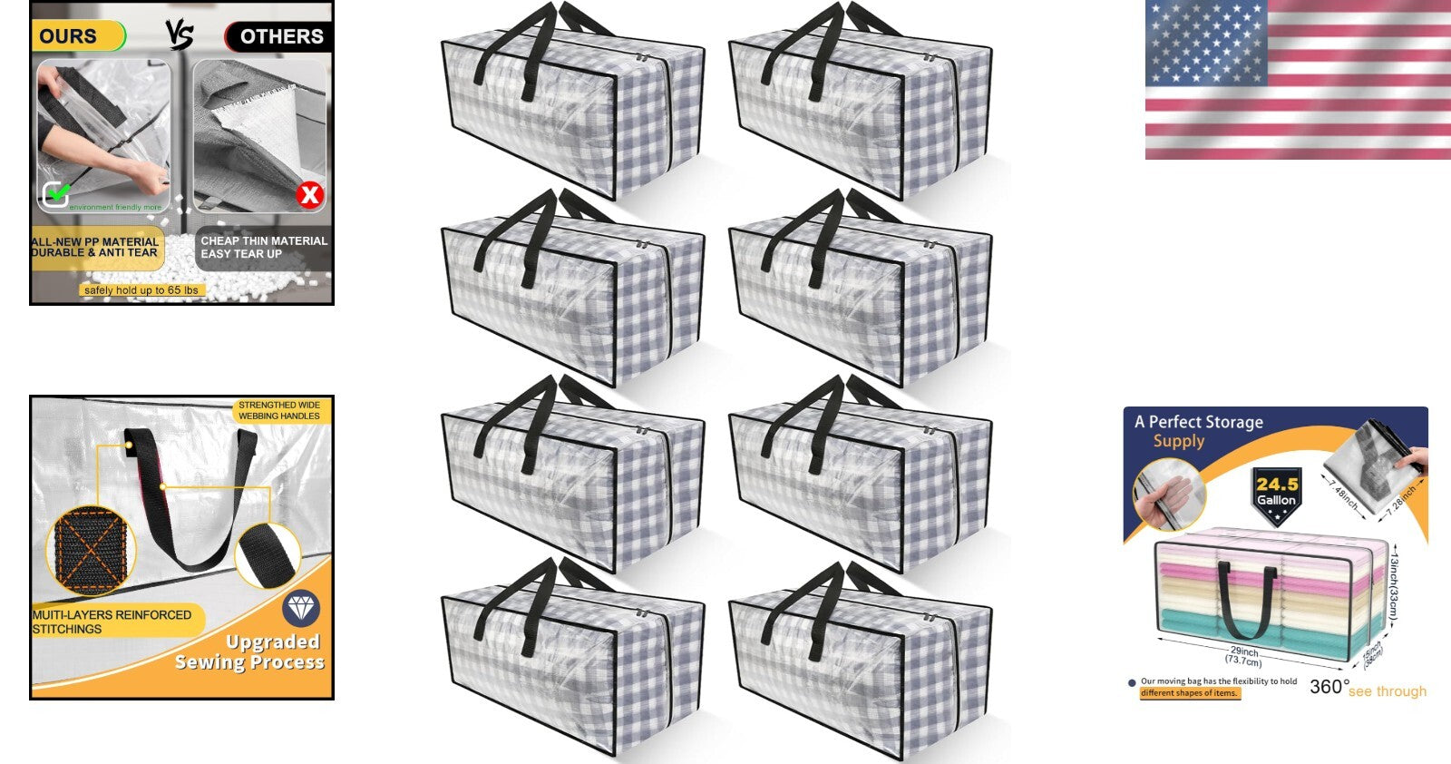 Reinforced Clear Zipper Storage Bags - 2 Pack Extra Large for Home & College Use