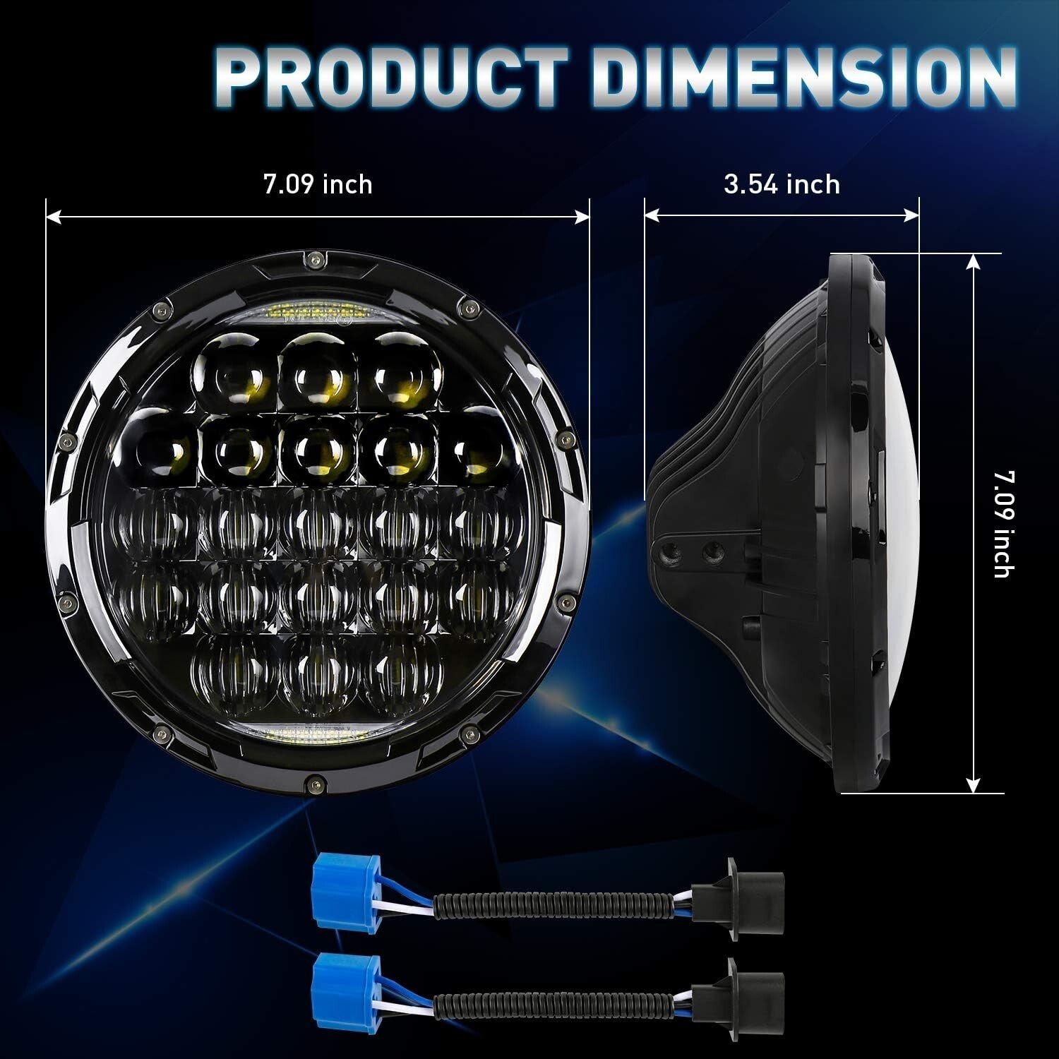 High Beam 7-Inch LED Headlights - 105W with DRL for Jeep Wrangler & Motorcycles