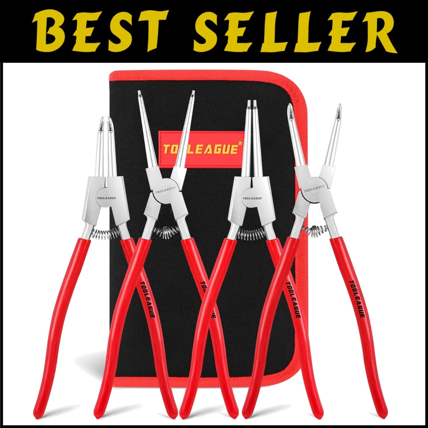 Durable 4-Piece Snap Ring Plier Set - 13'' Ergonomic Tools for Easy Ring Removal