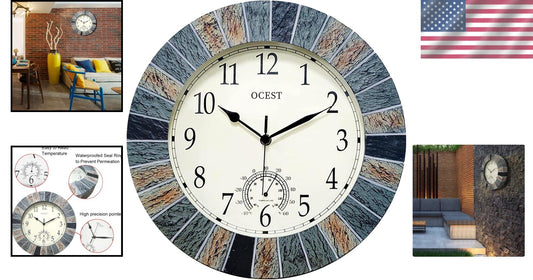 13-Inch Indoor/Outdoor Wall Clock - Elegant Waterproof Decor, Battery Operated