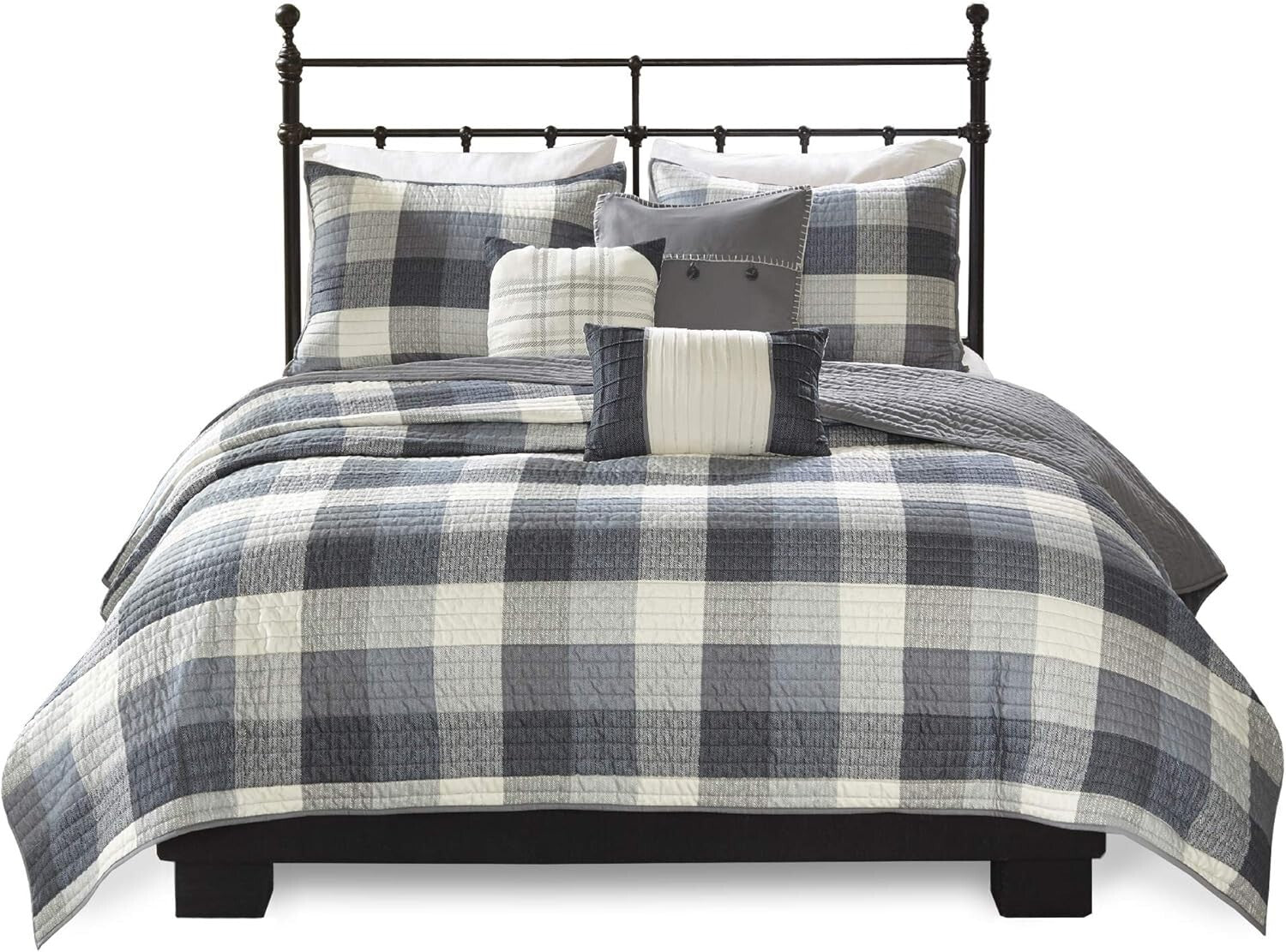 Cozy Buffalo Plaid Reversible Quilt Set with Decor Pillows - Full/Queen 6-Piece