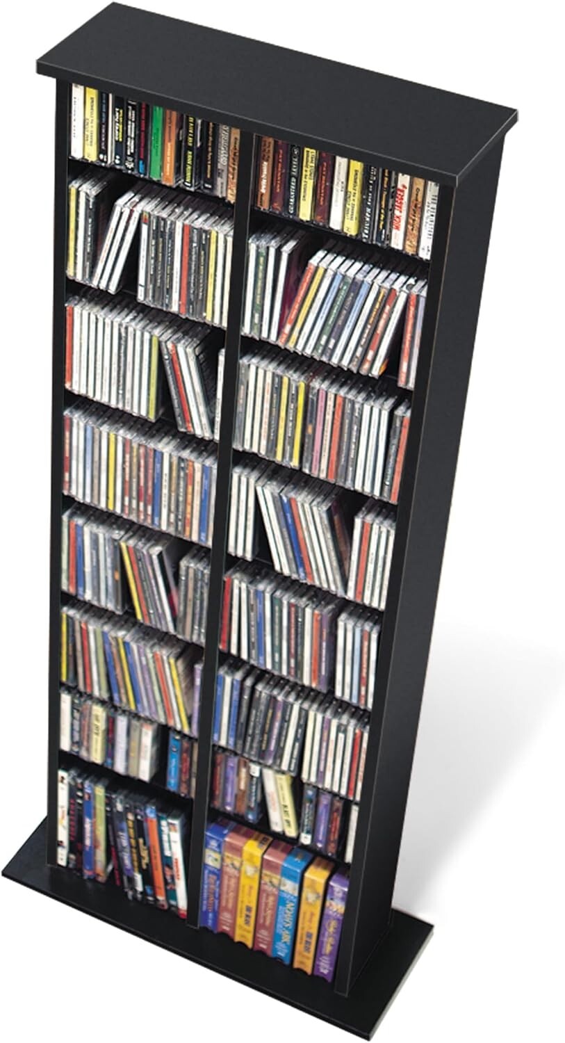Durable Black Multimedia Cabinet - Holds 320 CDs, 130 DVDs with Stability