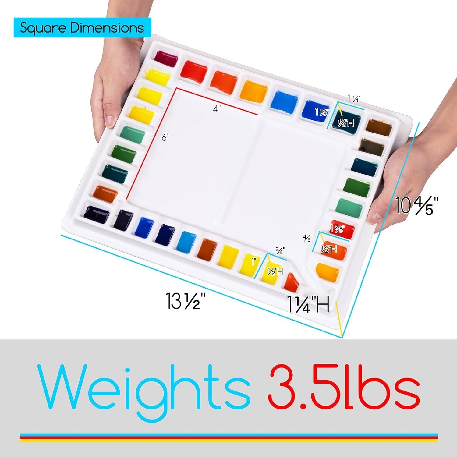 Large 33-Well Ceramic Watercolor Palette with Lid: Ideal for Acrylic Painting
